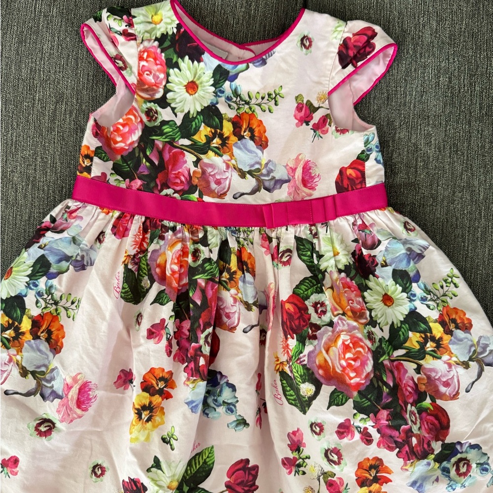 Ted Baker Floral Kids Dress with Pink Accents like new 18-24 mths
